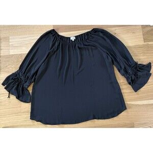 Vtg 90s Renaissance Poet Festival Black 3X Off Shoulder Tie Laced Up Long Sleeve